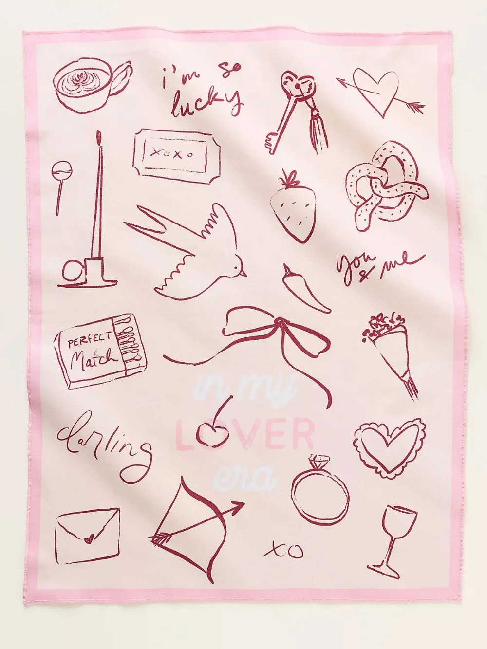 Anthropologie Dish Towels Set of 2 - In My Lover Era Pink
